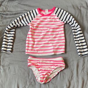 GAP Kids Pink and Navy Striped Rashguard Set